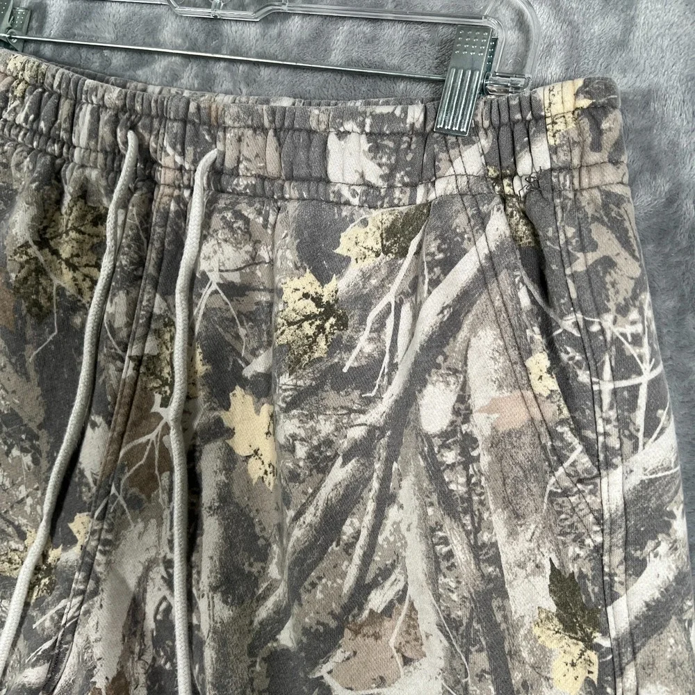Abercrombie & Fitch Camo Sweat Shorts Mens XL Green Drawstring Tree Woodland